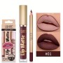 Gloss pentru buze USHAS Gloss Matt 24H cu 1 Creion pentru contur - US01 Merlot
